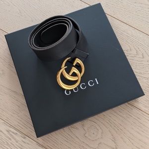 Gucci marmont GG black leather belt sz 90